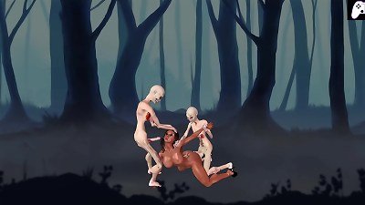 |瓦尔卡里 |军人少女在树林里学习，但很快就被僵尸用坚挺的鸡巴操了，僵尸射在她的脸上和大睾丸上 |动漫色情游戏 P1 |